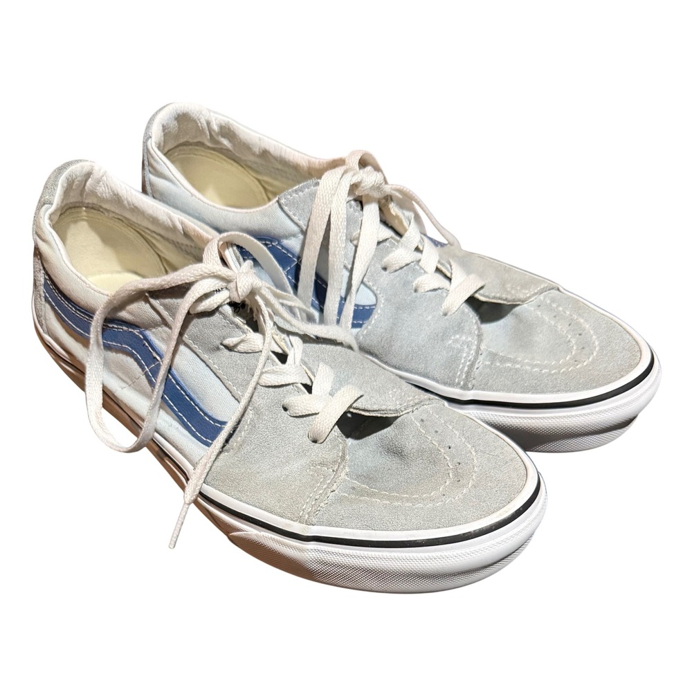 Vans Sk8-Low Sneakers Mens 9.5 Womens 11 Light Blue Grey Suede Skate Shoes